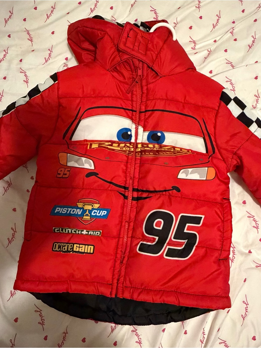 Disney Red Lightning McQueen Puffer Jacket with Black Accents